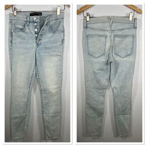 Veronica Beard Debbie Ankle Skinny High Rise Raw Hem Jeans Everest Wash Sz 27/4